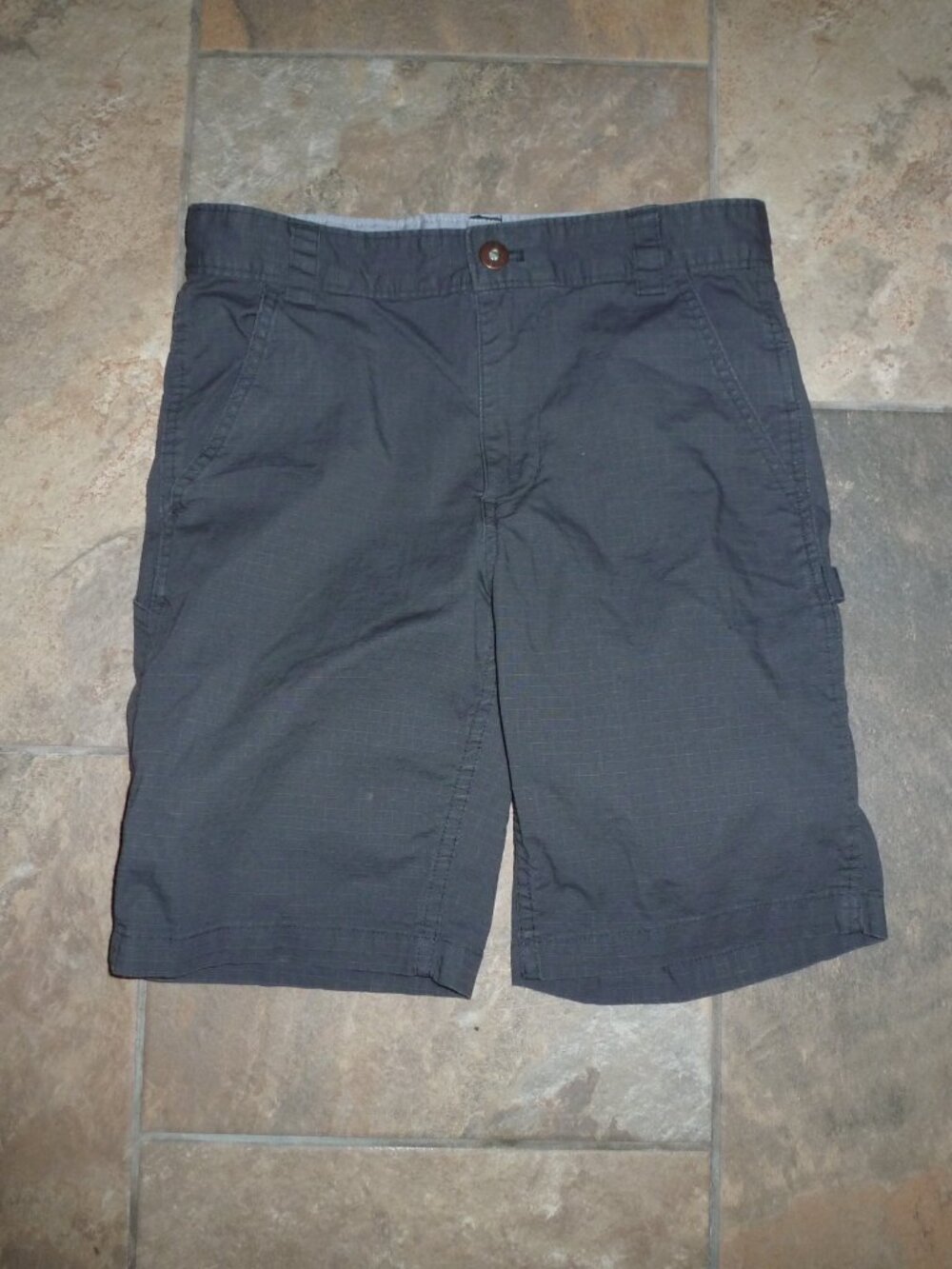 The NorthFace Boys Dark Grey Chino Hiking Shorts M cotton adjustable waist zip